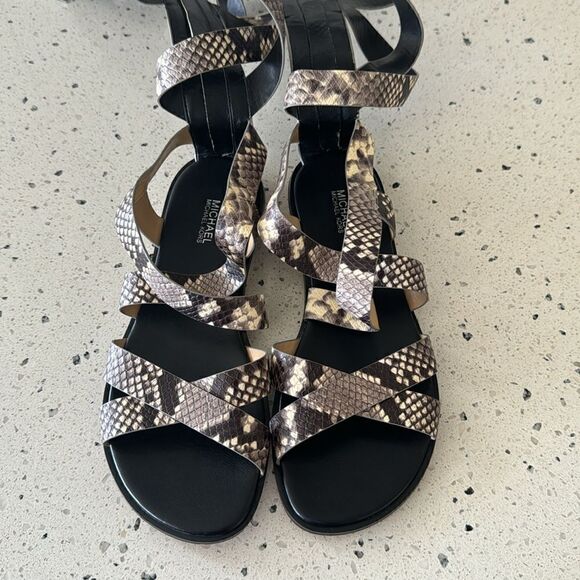 MICHAEL Michael Kors Darby Leather Snake Printed Tall Gladiator Sandals Size 8M - Picture 8 of 16